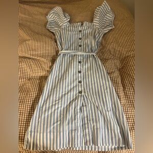 Striped Blue and White Midi Dress